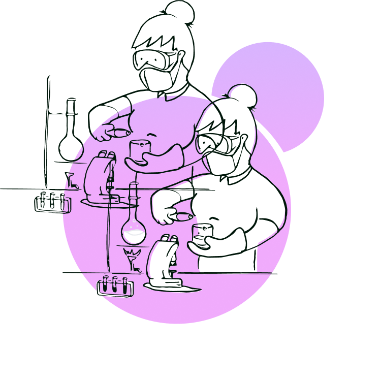 Vylo illustration, science/lab scene