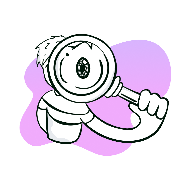 Vylo illustration, person searching with magnifier