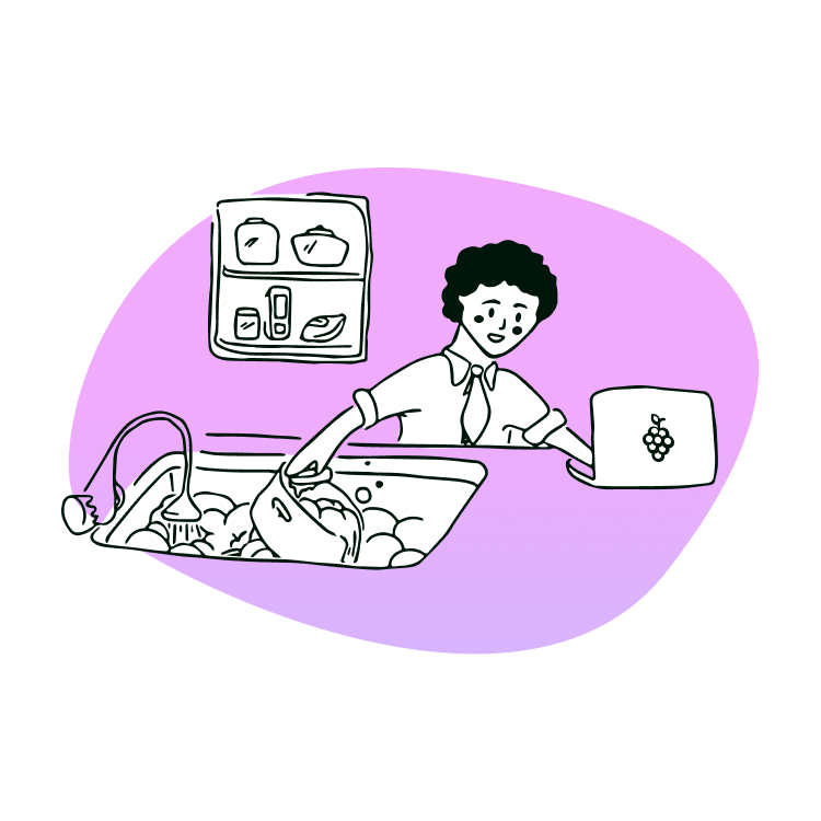 Vylo illustration, person working at home